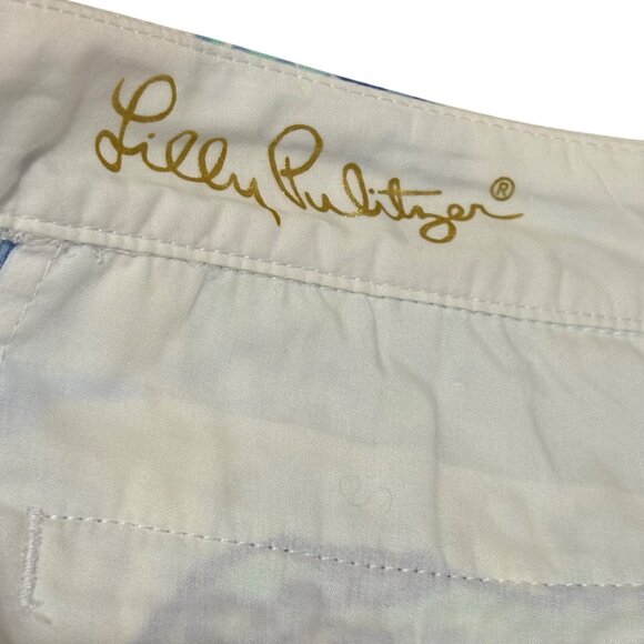 Lilly Pulitzer The Buttercup Shorts Scallop Hem Size 14 Blue & Green Seashell Pr - Picture 2 of 4